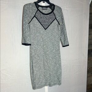 Maison Scotch Black and Gray Long Sleeve Dress